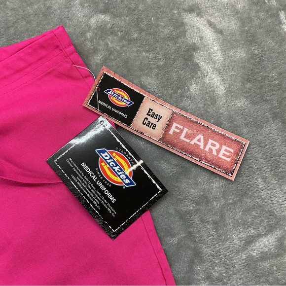 Dickies Scrub Bottoms Pants Women’s Large Easy Care Flare Solid Pink drawstring - Picture 4 of 9